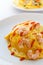 Shrimp and cheese creamy omelet.
