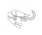 Shrimp continuous line art drawing style. Minimalist black shrimp seafood outline. editable active stroke vector