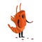 Shrimp costume man mascot promoter. Male in suit marine animal d