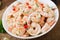 Shrimp in a creamy garlic sauce with parsley and lime