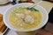 Shrimp Dumpling Noodle Chinese Food from Hong Kong (Blurred)