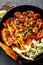 Shrimp fajitas with bell pepper and onion