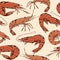 Shrimp hand drawn pattern