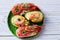 Shrimp pinchos with avocado Spain tapas