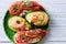 Shrimp pinchos with avocado Spain tapas