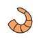 Shrimp prawn icon. Vector isolated linear color icon contour shape outline. Thin line. Modern glyph design. Meat