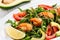 Shrimp Salad With Avocado Garden Rocket Leaves