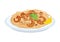 Shrimp Scampi with pasta icon vector