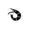 Shrimp Seafood, Langoustine, Tiger Prawn. Flat Vector Icon illustration. Simple black symbol on white background. Shrimp,