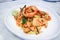 Shrimp and squid pasta or seafood pasta or seafood spaghetti ,pasta or spicy pasta