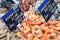 Shrimps on cooled market display