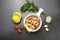 Shrimps provencal, Shrimp in Provencal in a pot with lemon and garlic