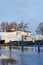 Shrink wrapped boats in winter on Lake Schwerin