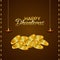 Shubh dhanteras celebration greeting card, Dhanteras indian festival background with gold coin