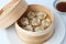 Shumai shaomai Chinese steamed meat dumpling on white background