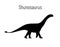 Shunosaurus. Sauropodomorpha dinosaur. Monochrome vector illustration of silhouette of prehistoric creature shunosaurus