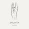 Shunya mudra - gesture in yoga fingers. Symbol in Buddhism or Hinduism concept. Yoga technique for meditation. Promote physical