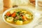 Shurpa soup, Lamb soup, oriental cuisine, close up