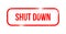 shut down - red grunge rubber, stamp