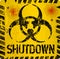 Shutdown warning sign, Corona,Covid-19, virus alert warning sign, grungy style, vector