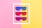 Shutter shades sunglasses on a vibrant background