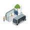 Shuttle bus stop isometric 3D icon