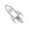 Shuttle icon. Black icon of spaceship. Linear icon of rocket launch