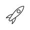 Shuttle icon. Black icon of spaceship. Linear icon of rocket launch