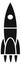 Shuttle launch icon. Black rocket. Spaceship symbol
