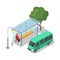 Shuttle van stop isometric 3D icon