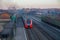 SHUYA, RUSSIA-APRIL 29, 2018: provincial railway station, arriving train, spring evening