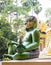 Shwedagon Pagoda Green Demon Statue in Rangoon, My