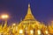 The Shwedagon Pagoda one of the most famous pagodas in Yangon.