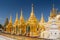 Shwedagon Paya is the most sacred golden buddhist pagoda in Yangon, Myanmar