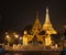 Shwedagon Paya pagoda illuminated in the evening