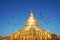 Shwezigon Pagoda temple is Big golden Ancient pagoda at Bagan , Mandalay , Myanmar is best famous landmark  Travel asia backpackin