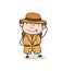 Shy Face - Female Explorer Scientist Cartoon Vector