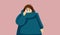 Shy Introvert Girl Hiding in Her Oversized Sweater Vector Cartoon