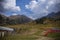 Shymbulak ski resort at early autumn time. Cableway in the mount