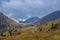 Shymbulak ski resort at early autumn time. Cableway in the mount