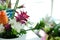 Siam tulip flower arrangement in japanese ikebana