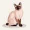 Siamese cat. Cat breed. Favorite pet. Lovely fluffy kitten with green eyes. Realistic vector illustration.