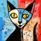 Siamese Cat In Picasso\\\'s Cubist Style