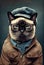 Siamese fashionable Hipster cat portrait.