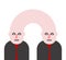 Siamese twins isolated. Fused people. Vector illustration