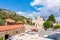 Siana village cityscape with church of St. Panteleimon, Rhodes island, Greece