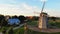 Siauliai, Lithuania - 1st july, 2021: Zoom in view historical old wooden windmill in Siauliai city