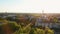 Siauliai, Lithuania - 2nd June, 2021: Aerial view statue of Golden boy in Siauliai, Lithuania, Europe travel destination