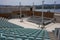 Sibenik, Croatia - May 26, 2022 - The Arena for open-air events. The comfortable plastic light blue chairs at St. Michael Fortress