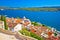 Sibenik waterfront and st James cathedral view from above